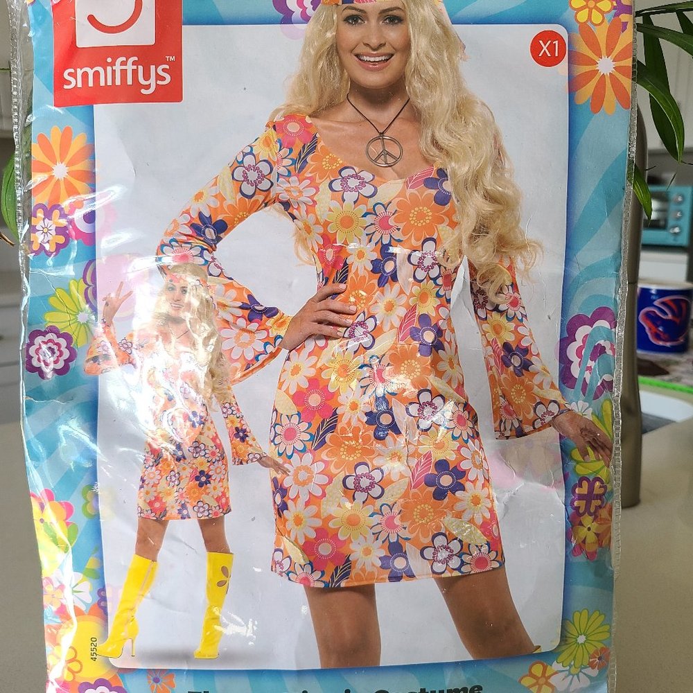 Women's Flower Hippie Costume Size XL (14-16)